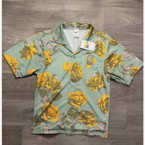 New Nike Mens Floral DriFIT Rose City Button Front Mesh Shirt  Size XLL